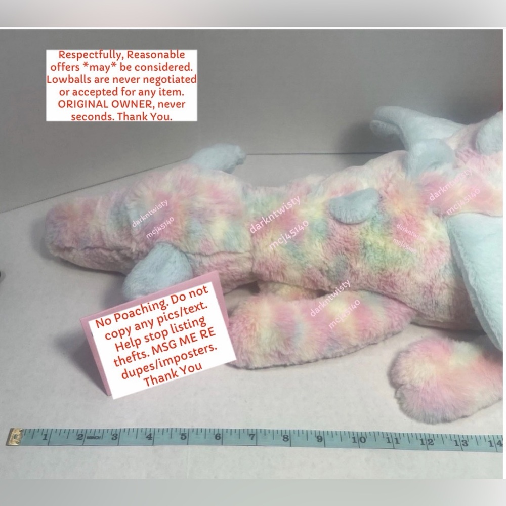 BNWT JellyCat HUGE Lazulia  Dragon MUCH BRIGHTER IRL RETIRED SIZE! AUTH RECEIPT - Picture 11 of 16